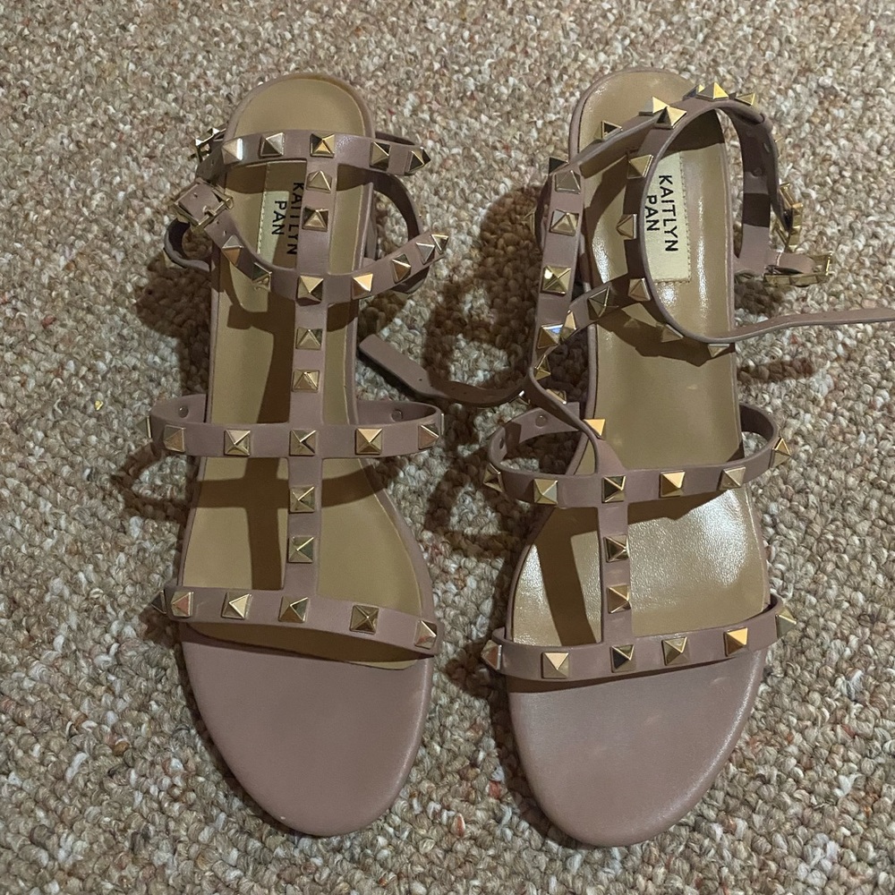 Kaitlyn Pan studded block heel gladiator